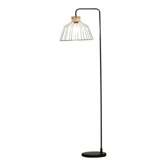 Lampada da terra di design stile industriale industrial in metallo e rattan nero