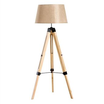 Brico Bravo Lampada da terra design con treppiede in legno altezza regolabile, beige offerta