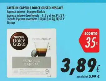 Coop Nescafé Nescafe Caffe In Capsule Dolce Gusto Espresso Barista offerta