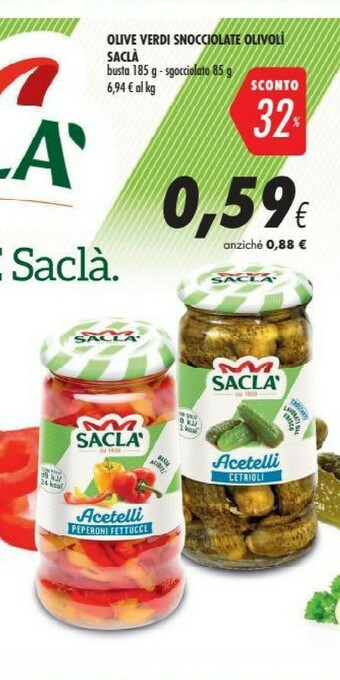 Coop Saclà Sacla Olive Verdi Snocciolate Olivoli offerta