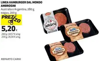 Coop Linea Hamburger Dal Mondo Ambrosini Australia o Argentina 280 g Wagyu, 200 g offerta