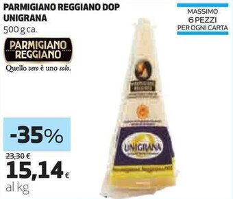 Coop Unigrana Parmigiano Reggiano DOP 500 g ca. offerta