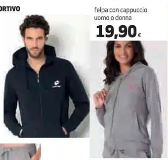 Coop Linea Abbigliamento Sportivo Lotto Felpa Con Cappuccio Uomo o Donna offerta