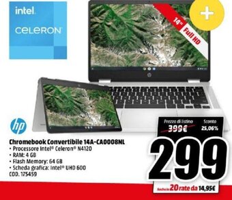 MediaWorld hp Chromebook Convertibile 14A-CA0008NL offerta
