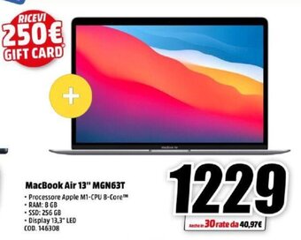 MediaWorld MacBook Air 13" MGN63T offerta