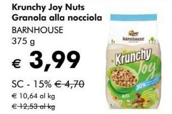 Barnhouse Krunchy Joy Nuts Granola Alla Nocciola