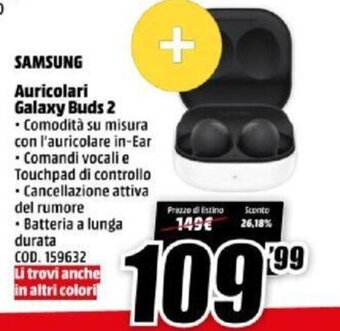 MediaWorld Samsung Auricolari Galaxy Buds 2 offerta
