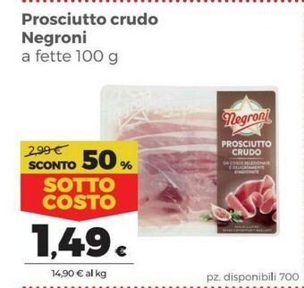 Coop Negroni Prosciutto crudo offerta