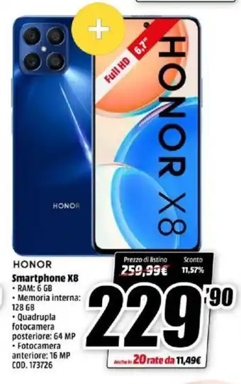 MediaWorld Honor X8 Smartphone offerta