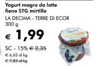 La Decima - Terre Di Ecor Yogurt Magro Da Latte Fieno STG Mirtillo
