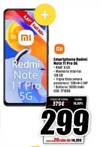 MediaWorld Xiaomi Redmi Note 11 Pro 5G Smartphone offerta