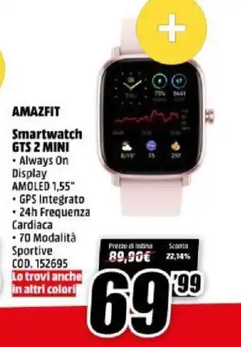 MediaWorld Amazfit GTS 2 Min Smartwatch offerta
