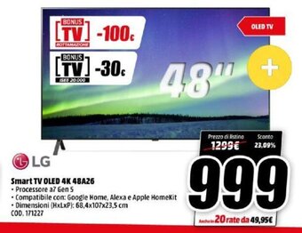 MediaWorld LG Smart TV OLED 4K 48A26 offerta