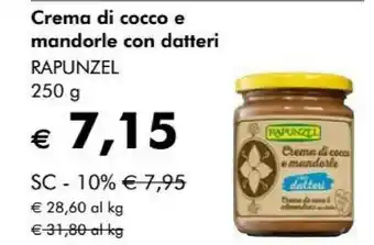 NaturaSì Rapunzel Crema Di Cocco E Mandorle Con Datteri offerta