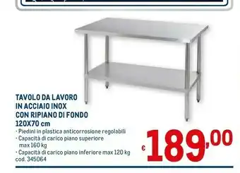 Tavolo da lavoro in acciaio