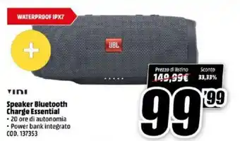 MediaWorld JBL Speaker Bluetooth Charge Essential offerta
