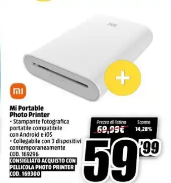 MediaWorld Xiaomi Mi Portable Photo Printer offerta