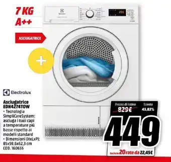 MediaWorld Electrolux Asciugatrice EDH4274T0W offerta