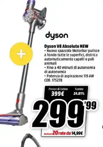 MediaWorld dyson V8 Absolute New offerta