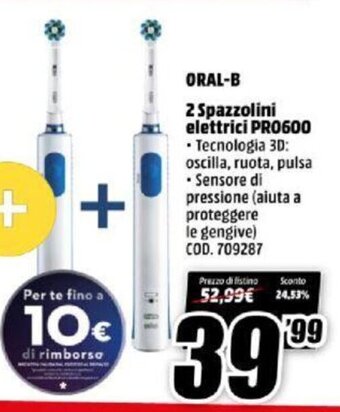MediaWorld Oral-B 2 Spazzolini elettrici PRO600 offerta