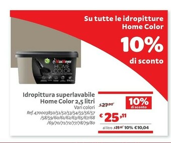 Bricocenter Idropittura Superlavabile Home Color 2,5 Litri offerta
