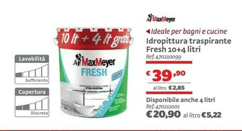 Bricocenter Maxmeyer Idropittura Traspirante Fresh 10+4 Litri offerta