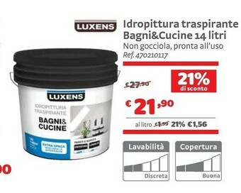 Bricocenter Luxens Idropittura Traspirante Bagni&cucine 14 Litri offerta