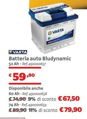 Varta Batteria Auto Bludynamic
