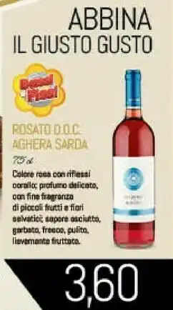 Conad Rosato Doc Aghera Sarda 75 Cl offerta