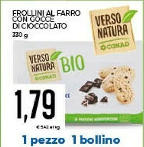 Conad City Frollini Al Farro Con Gocce Di Cioccolato offerta