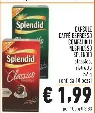 Conad Splendid Capsule Caffe Espresso Compatibili Nespresso offerta