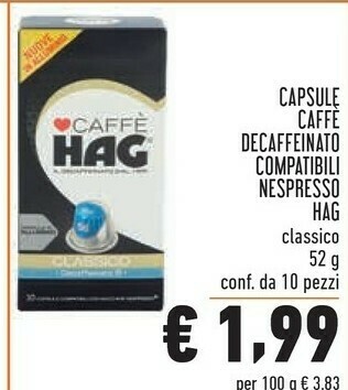 Conad Hag Hag - Caffè Hag Decaffeinato Classico 52 G(ml) offerta