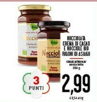 Conad Rigoni Di Asiago - Nocciolata Crema Di Cacao E Nocciole Bio 350 G(ml) offerta