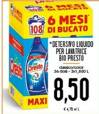 Conad Bio Presto Detersivo Liquido Per Lavatrice offerta