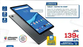 Euronics Lenovo Tablet - Tab M10 TB-X306F offerta