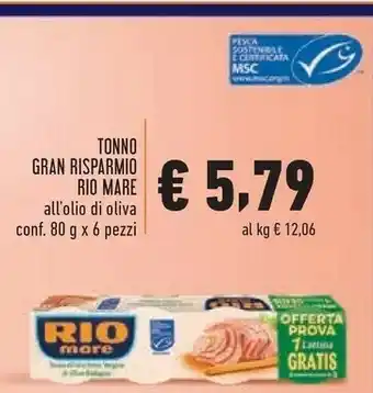 Conad Rio Mare Rio Mare - Tonno All'Olio D'Oliva Gran Risparmio offerta