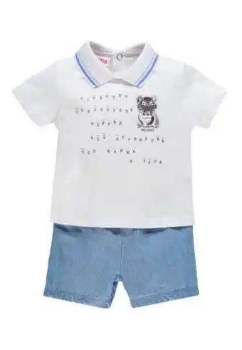 Completo 2 pezzi t-shirt e bermuda in denim