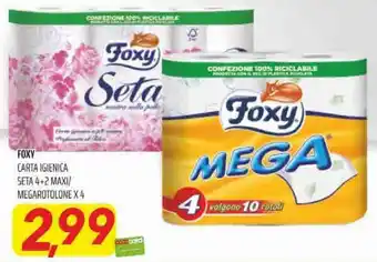 Coop Superstore Foxy Carta Igienica seta 4+2 maxi/megarotolone x 4 offerta