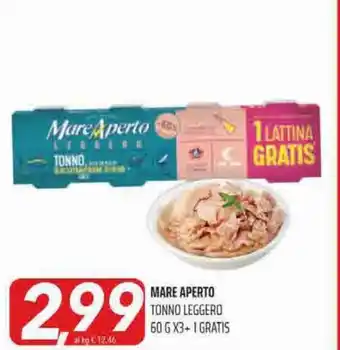 Coop Superstore Mare Aperto Tonno Leggero 60 g x3 + 1 gratis offerta