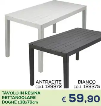 Casa & Co Tavolo in Resina Rettangolare Doghe 138x78cm offerta