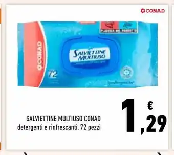 Conad Salviettine multiuso conad detergenti e rinfrescanti, 72 pezzi offerta