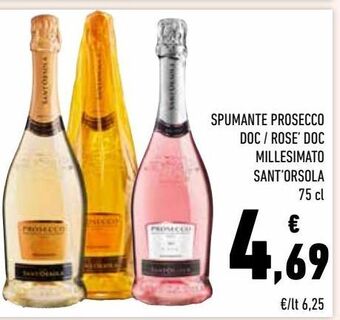 Conad Spumante prosecco doc / rose' doc millesimato sant'orsola 75 cl offerta