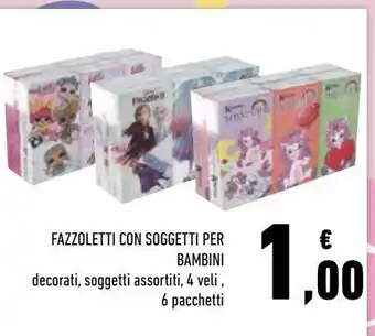 Conad Fazzoletti con soggetti per bambini decorati, soggetti assortiti, 4 veli , 6 pacchetti offerta