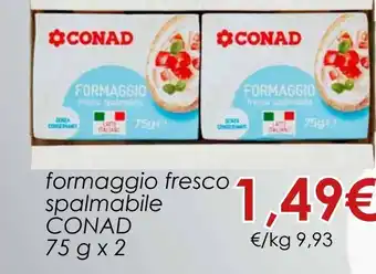 Conad Formaggio fresco spalmabile conad  75 g x2 offerta