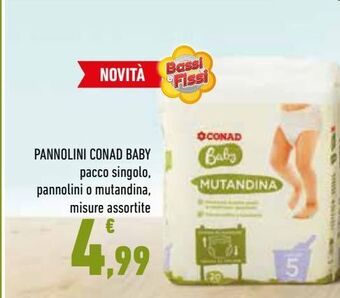Conad Pannolini conad baby pacco singolo, pannolini o mutandina, misure assortite offerta