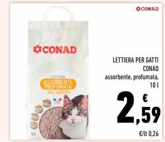Conad Lettiera per gatti conad assorbente, profumata, 10 l offerta