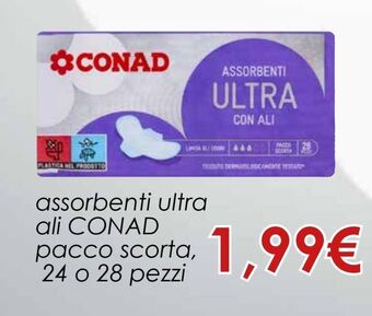 Conad Assorbenti ultra ali conad , pacco scorta, 24 o 28 pezzi offerta