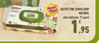 Conad Salviettine conad baby natural ultra delicate, 72 pezzi offerta
