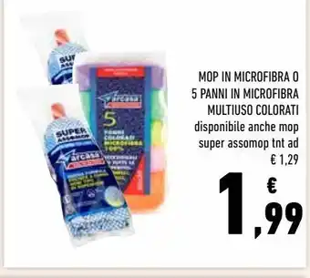 Conad Mop in microfibra o 5 panni in microfibra multiuso colorati offerta