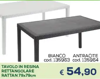 Tavolo in Resina Rettangolare Rattan 79x79cm